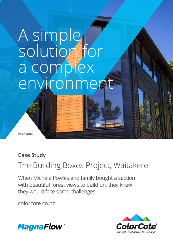 colorcote black roofing cladding building boxes case study waitakere house